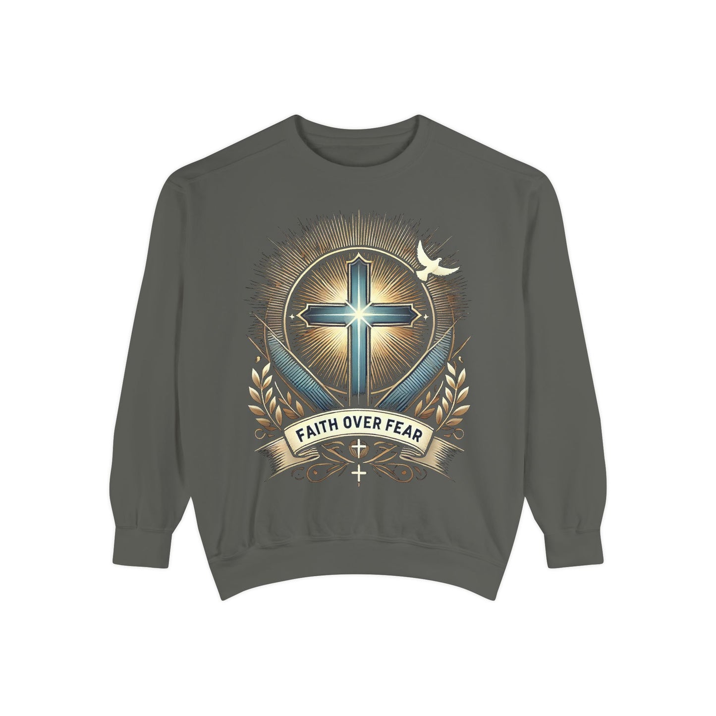Faith Over Fear Unisex Garment-Dyed Sweatshirt