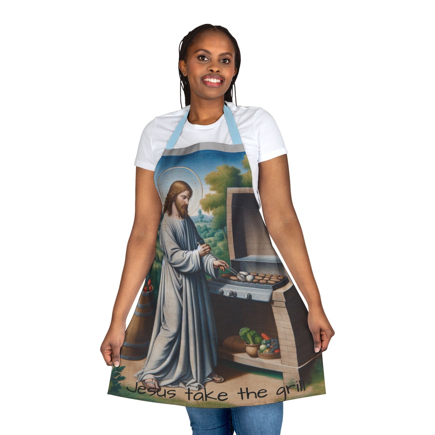 Jesus Take the Grill Apron - 5-Color Straps for BBQ Lovers