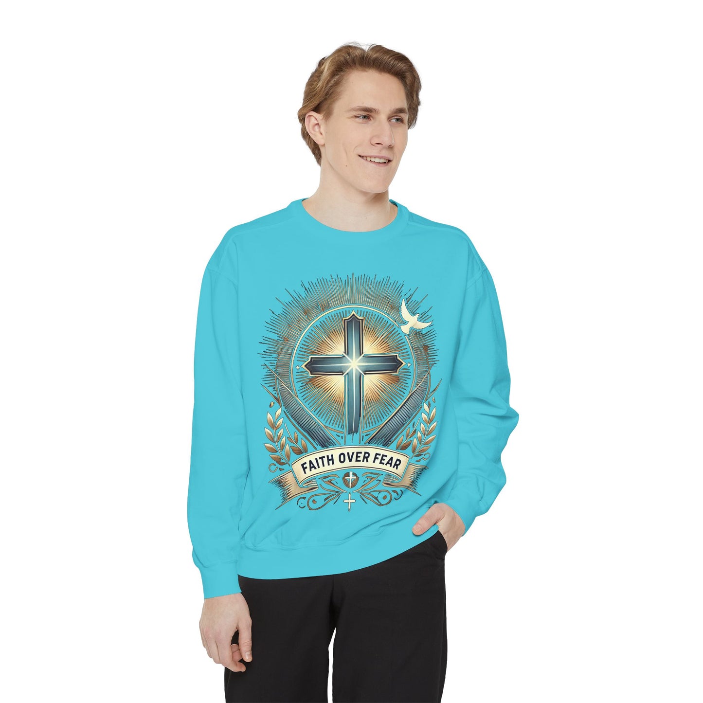 Faith Over Fear Unisex Garment-Dyed Sweatshirt