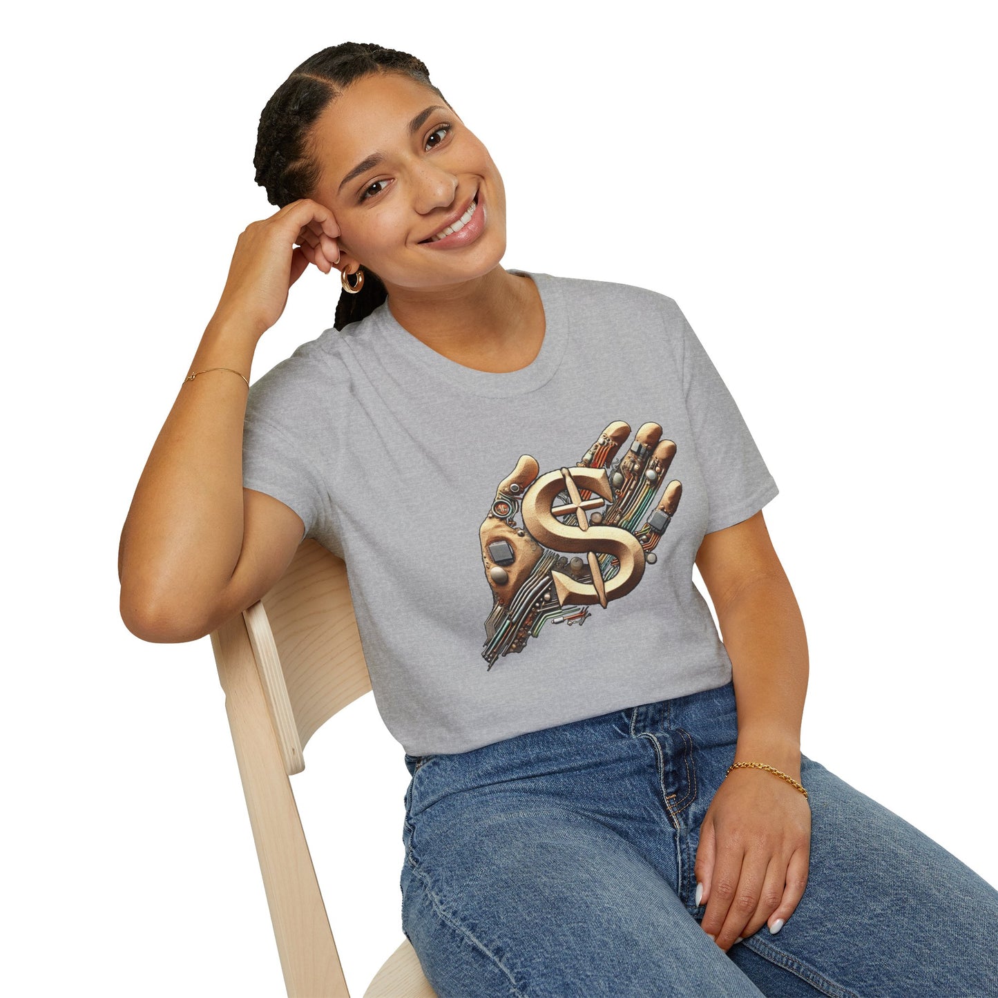 Vintage Robotic Hand Dollar Sign Unisex Softstyle T-Shirt