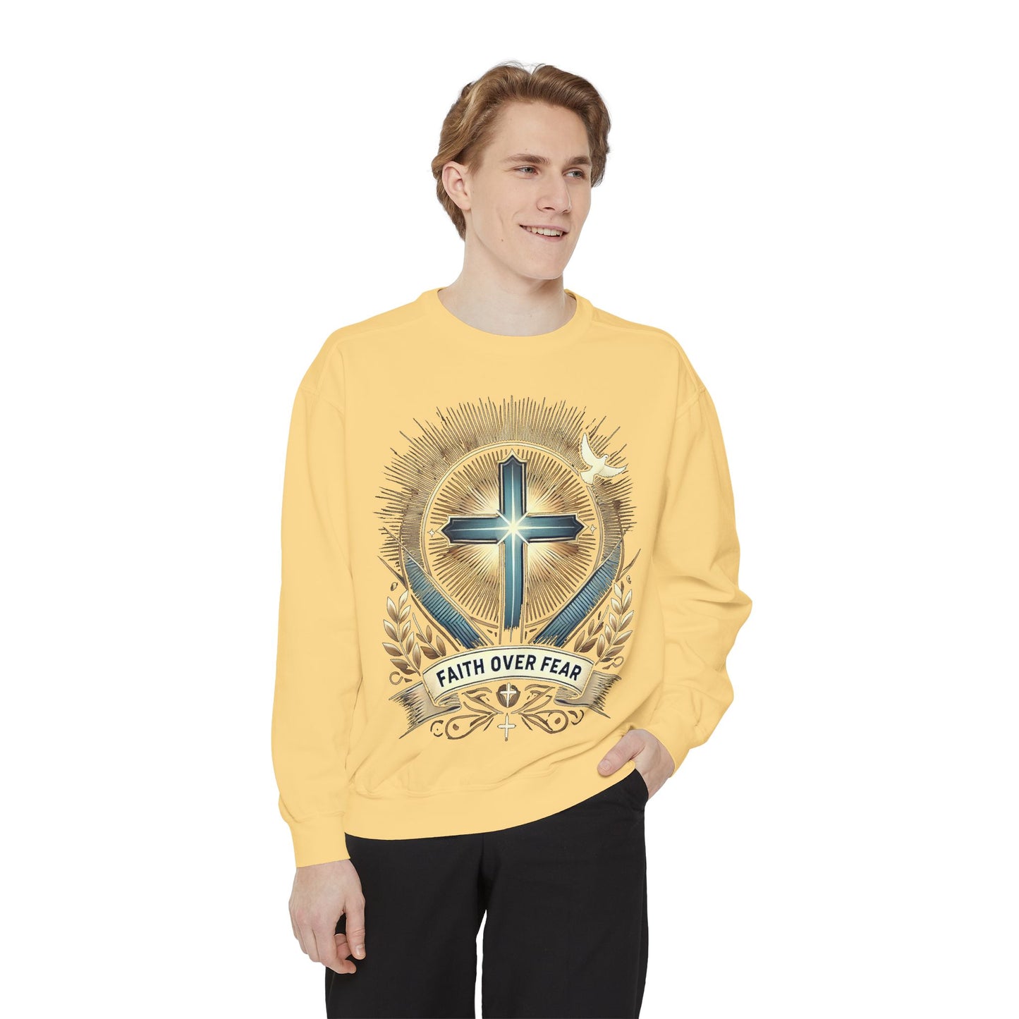 Faith Over Fear Unisex Garment-Dyed Sweatshirt