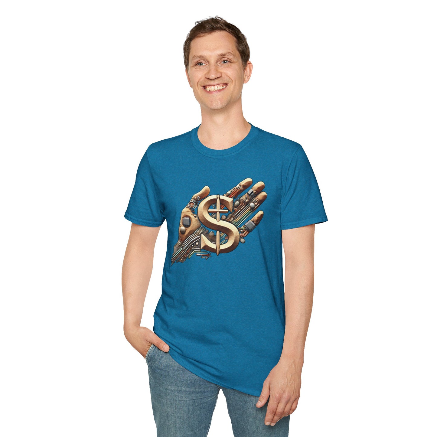 Vintage Robotic Hand Dollar Sign Unisex Softstyle T-Shirt