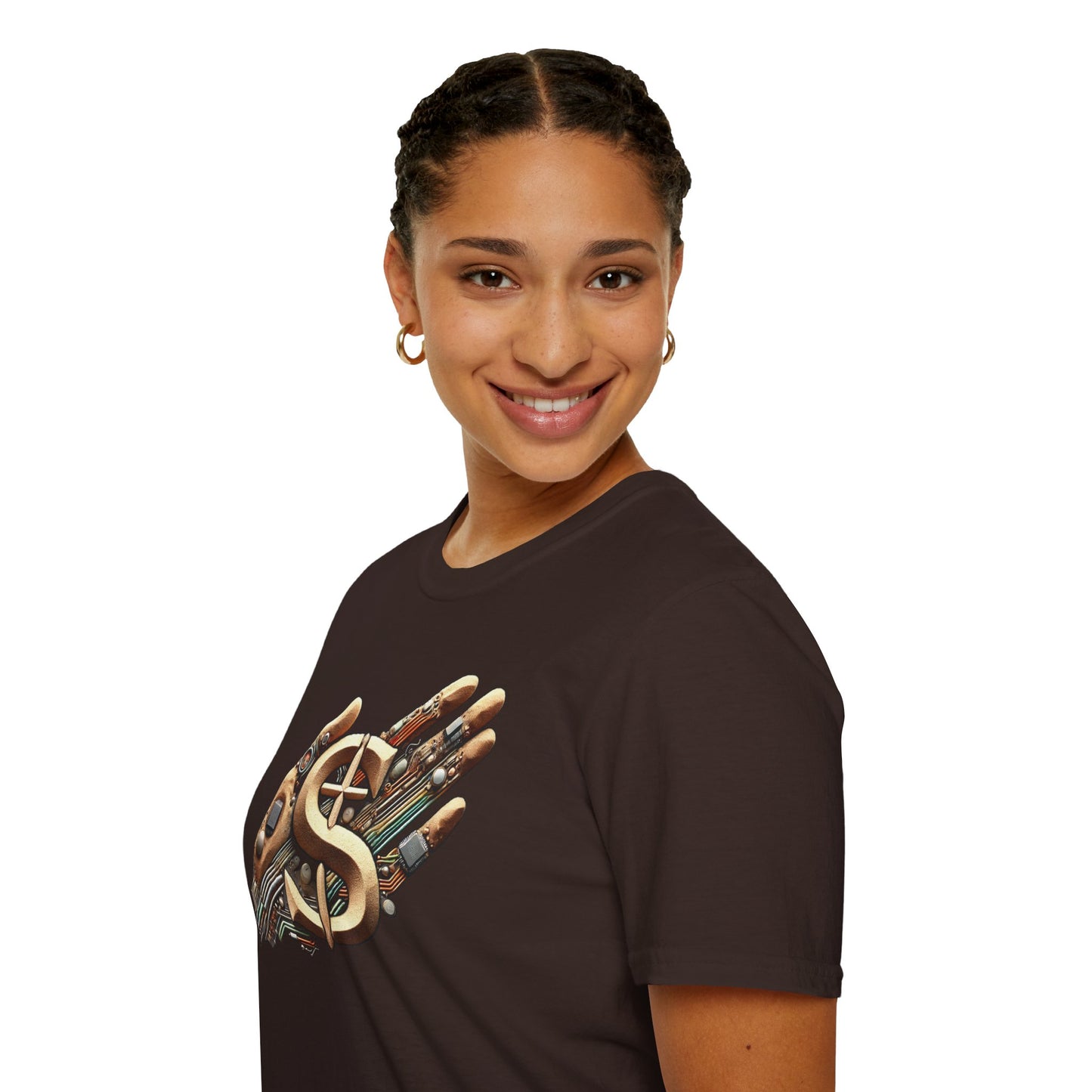 Vintage Robotic Hand Dollar Sign Unisex Softstyle T-Shirt