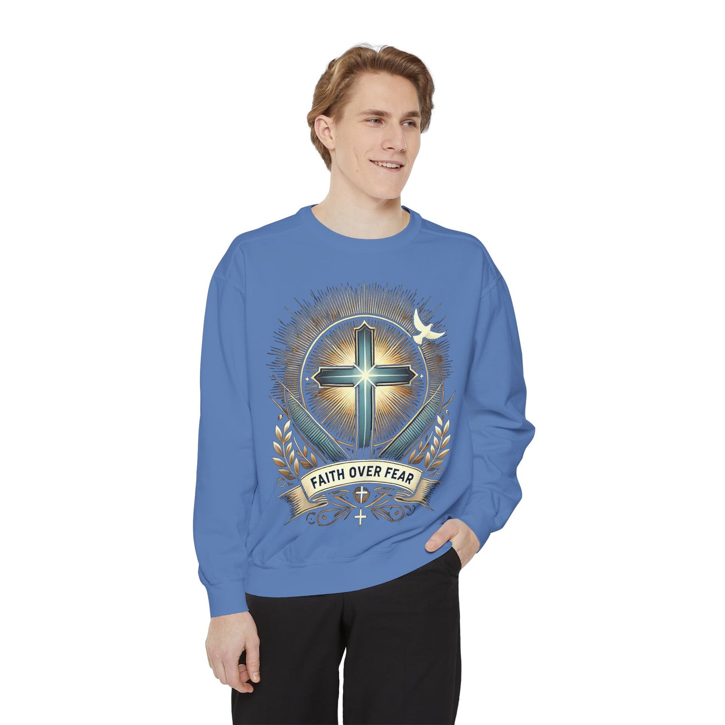 Faith Over Fear Unisex Garment-Dyed Sweatshirt
