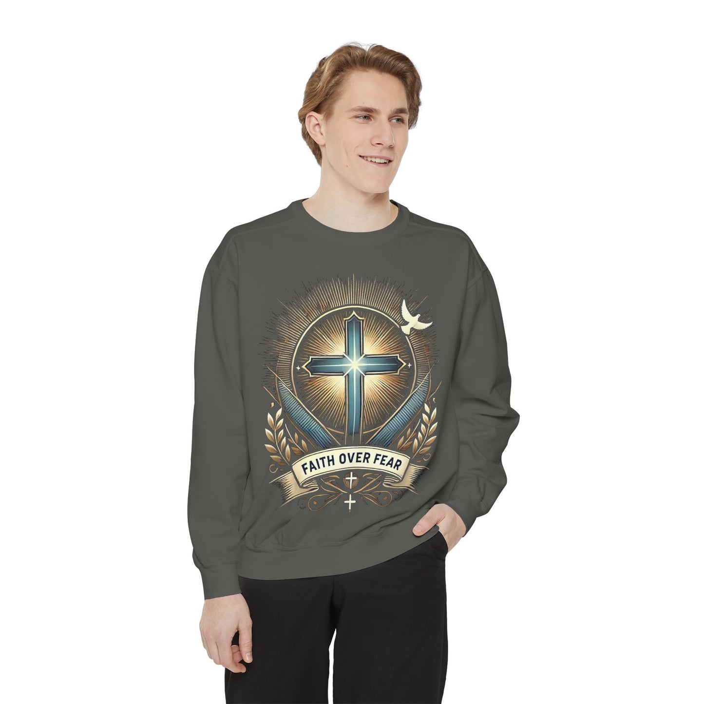 Faith Over Fear Unisex Garment-Dyed Sweatshirt