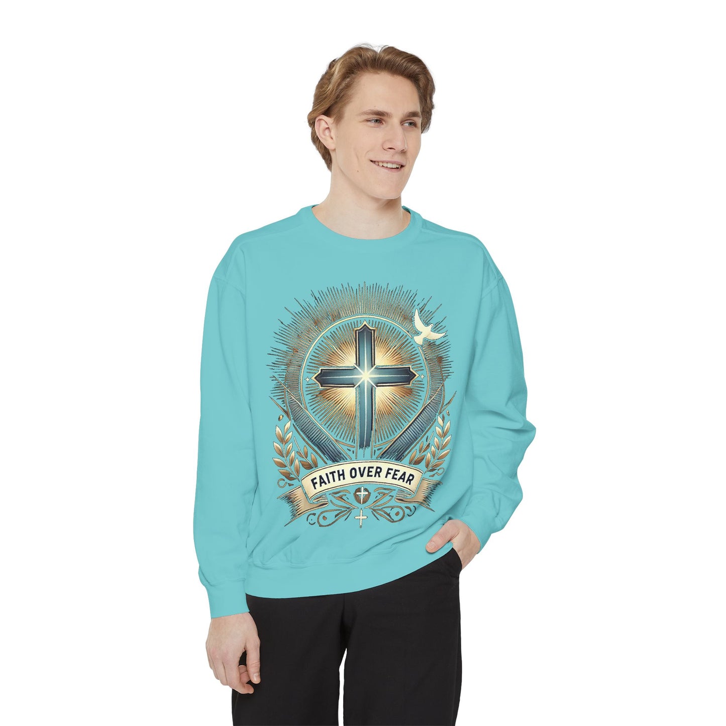 Faith Over Fear Unisex Garment-Dyed Sweatshirt