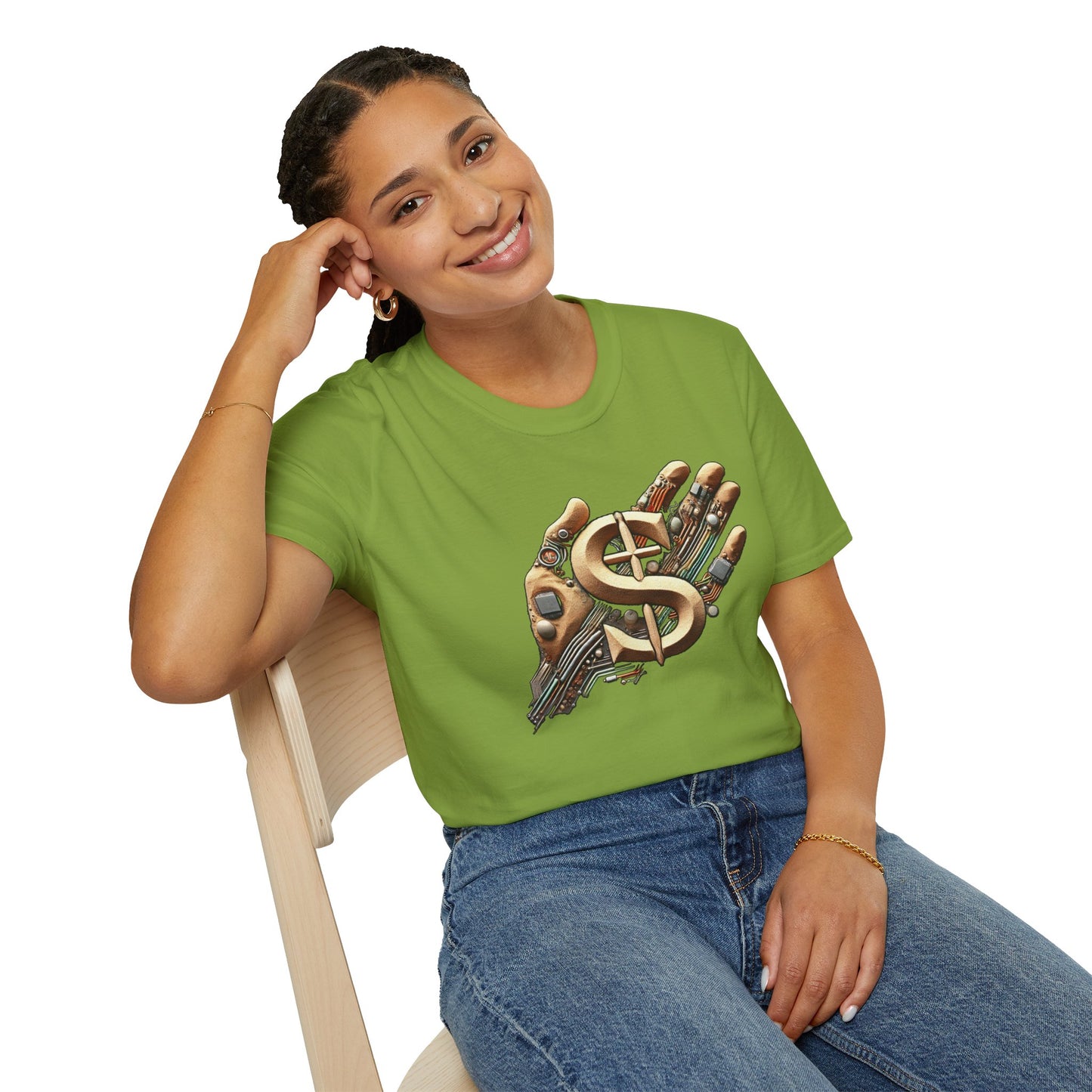 Vintage Robotic Hand Dollar Sign Unisex Softstyle T-Shirt