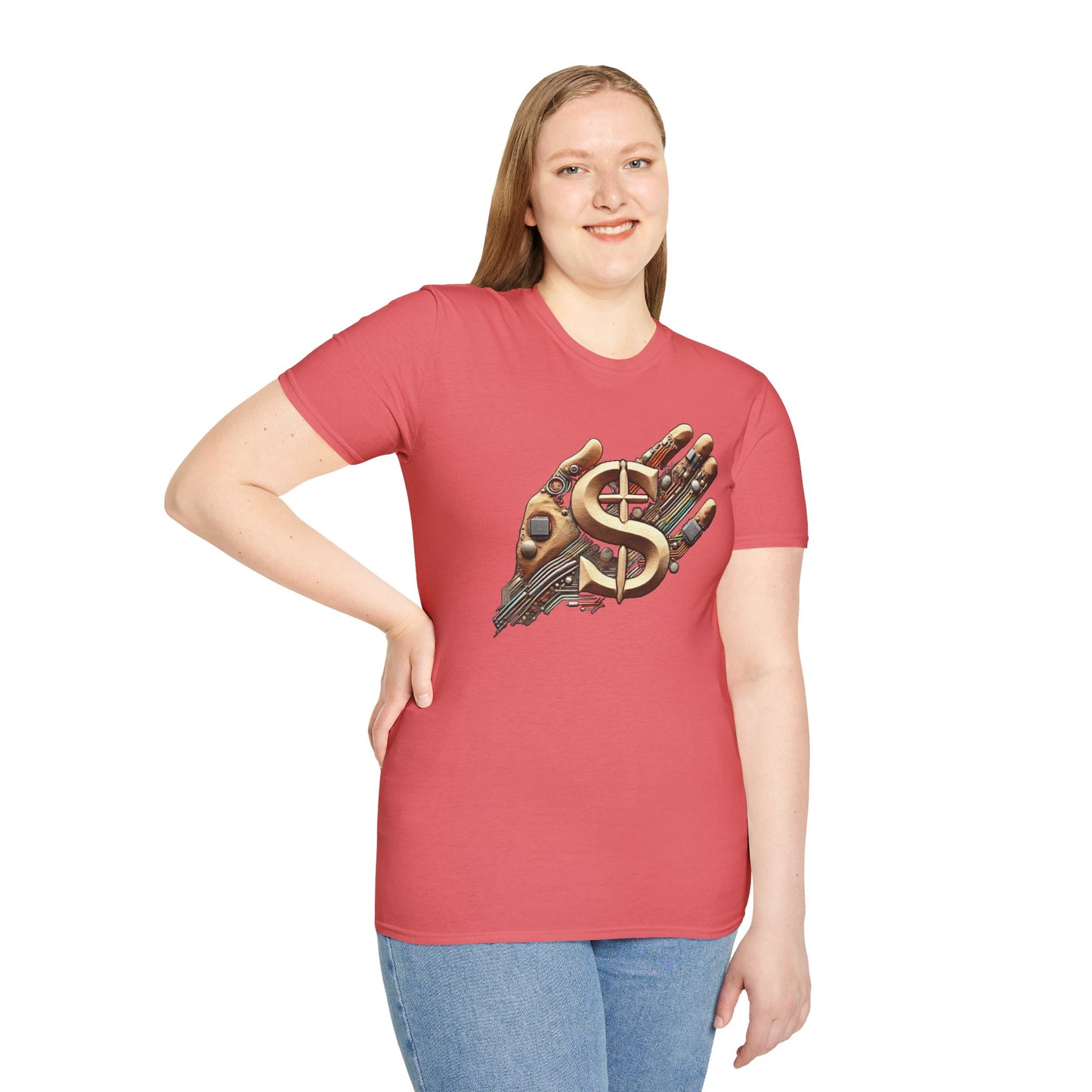 Vintage Robotic Hand Dollar Sign Unisex Softstyle T-Shirt