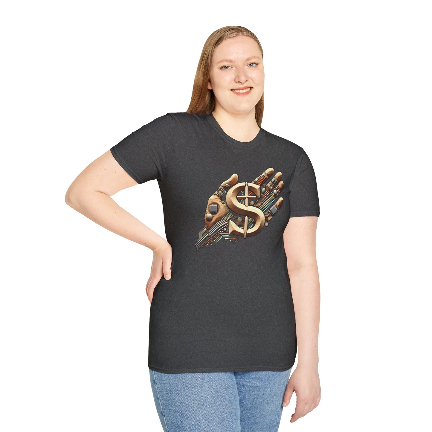 Vintage Robotic Hand Dollar Sign Unisex Softstyle T-Shirt