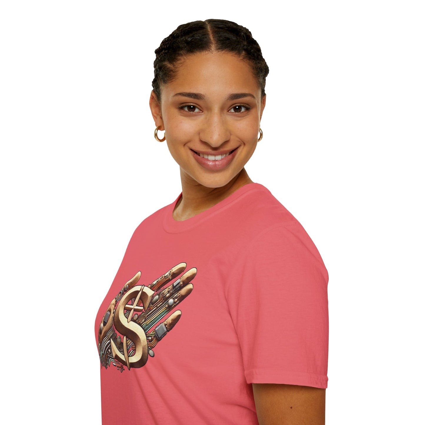 Vintage Robotic Hand Dollar Sign Unisex Softstyle T-Shirt