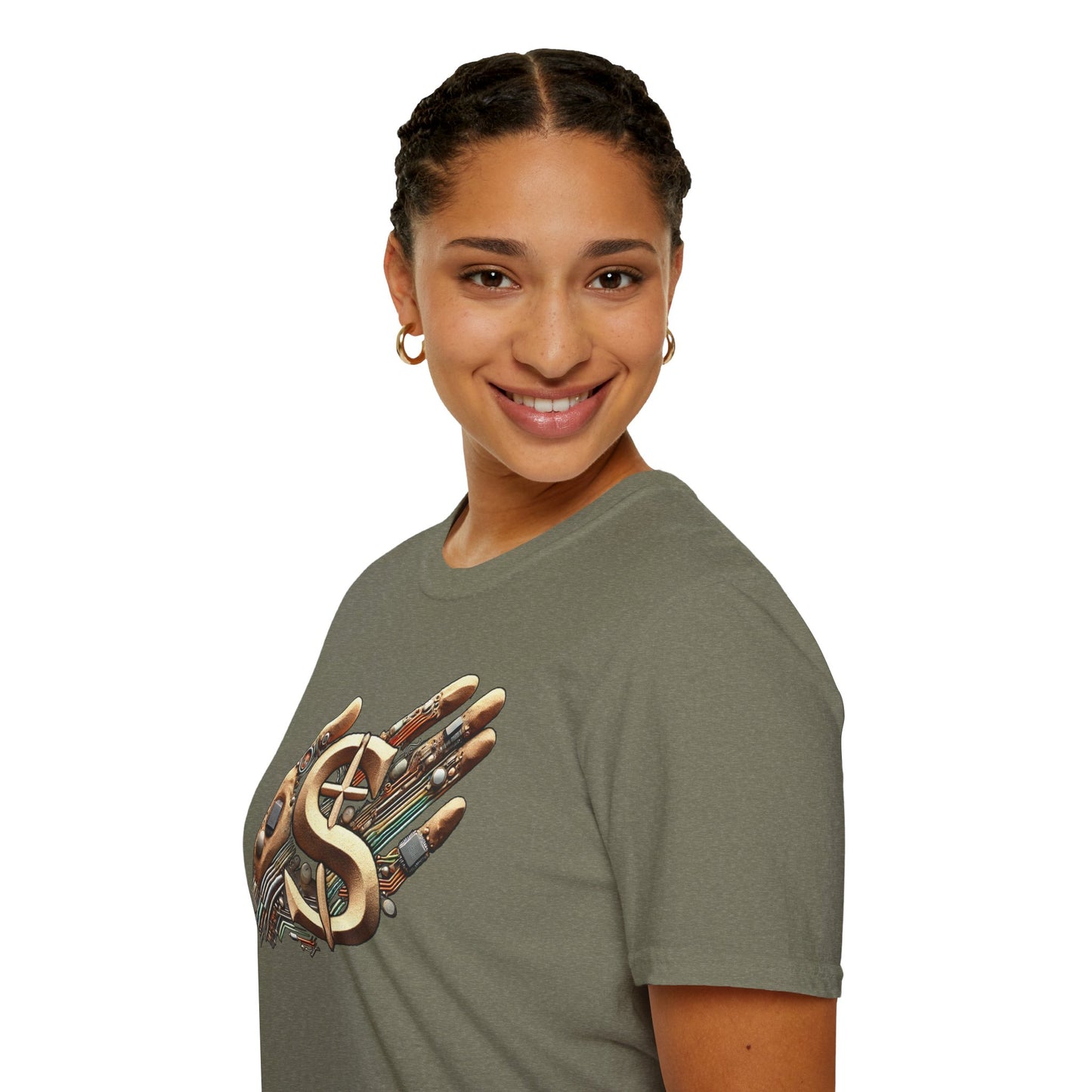 Vintage Robotic Hand Dollar Sign Unisex Softstyle T-Shirt