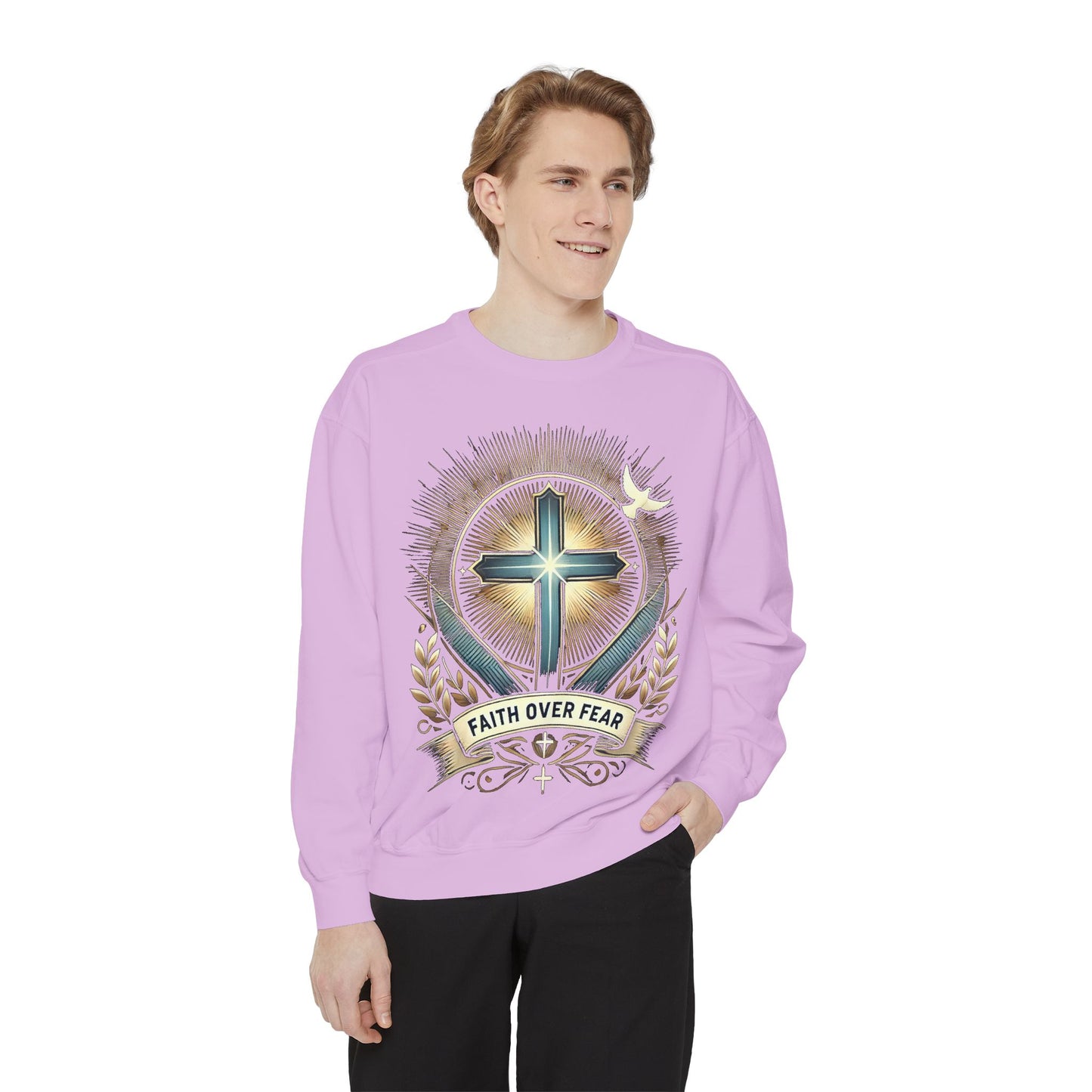 Faith Over Fear Unisex Garment-Dyed Sweatshirt