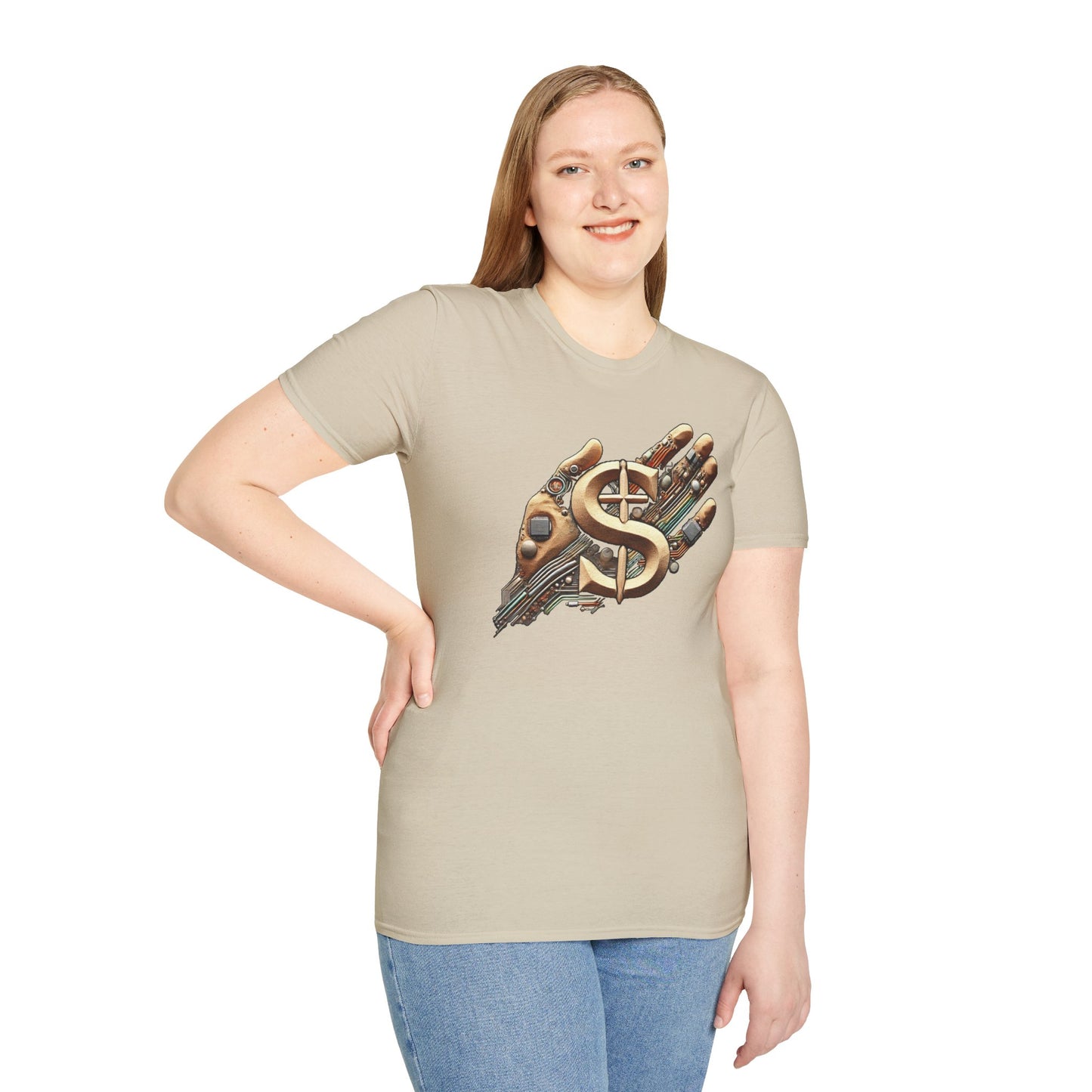 Vintage Robotic Hand Dollar Sign Unisex Softstyle T-Shirt