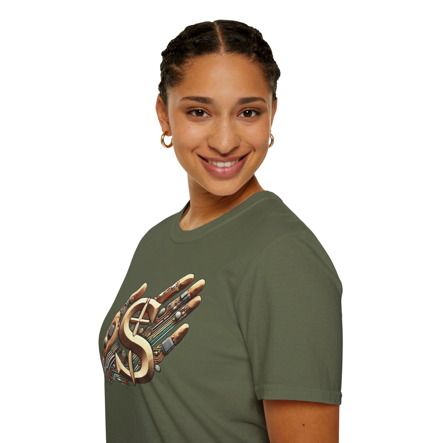 Vintage Robotic Hand Dollar Sign Unisex Softstyle T-Shirt