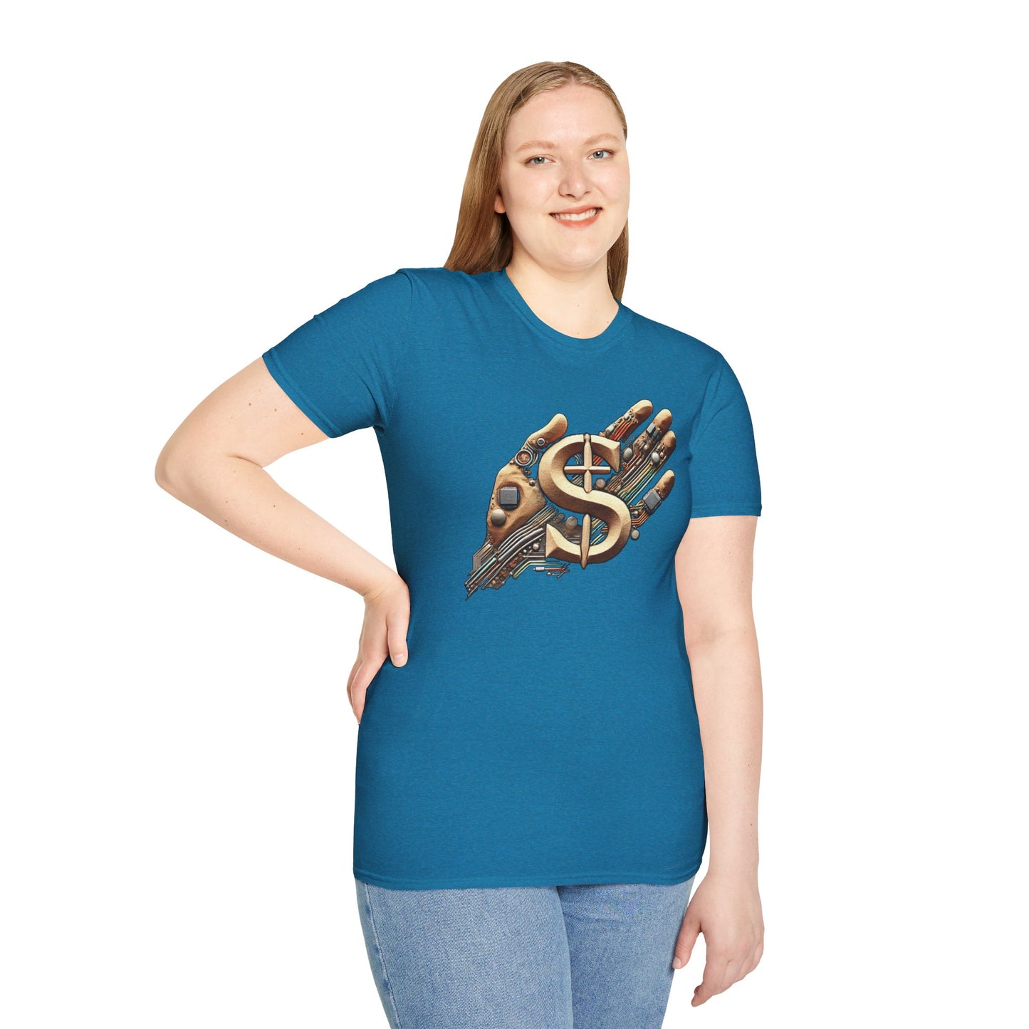 Vintage Robotic Hand Dollar Sign Unisex Softstyle T-Shirt