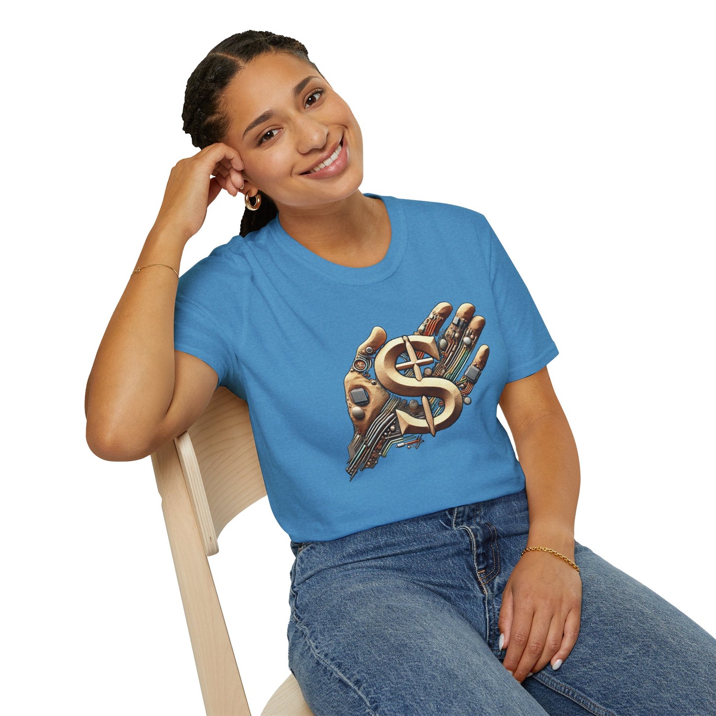 Vintage Robotic Hand Dollar Sign Unisex Softstyle T-Shirt
