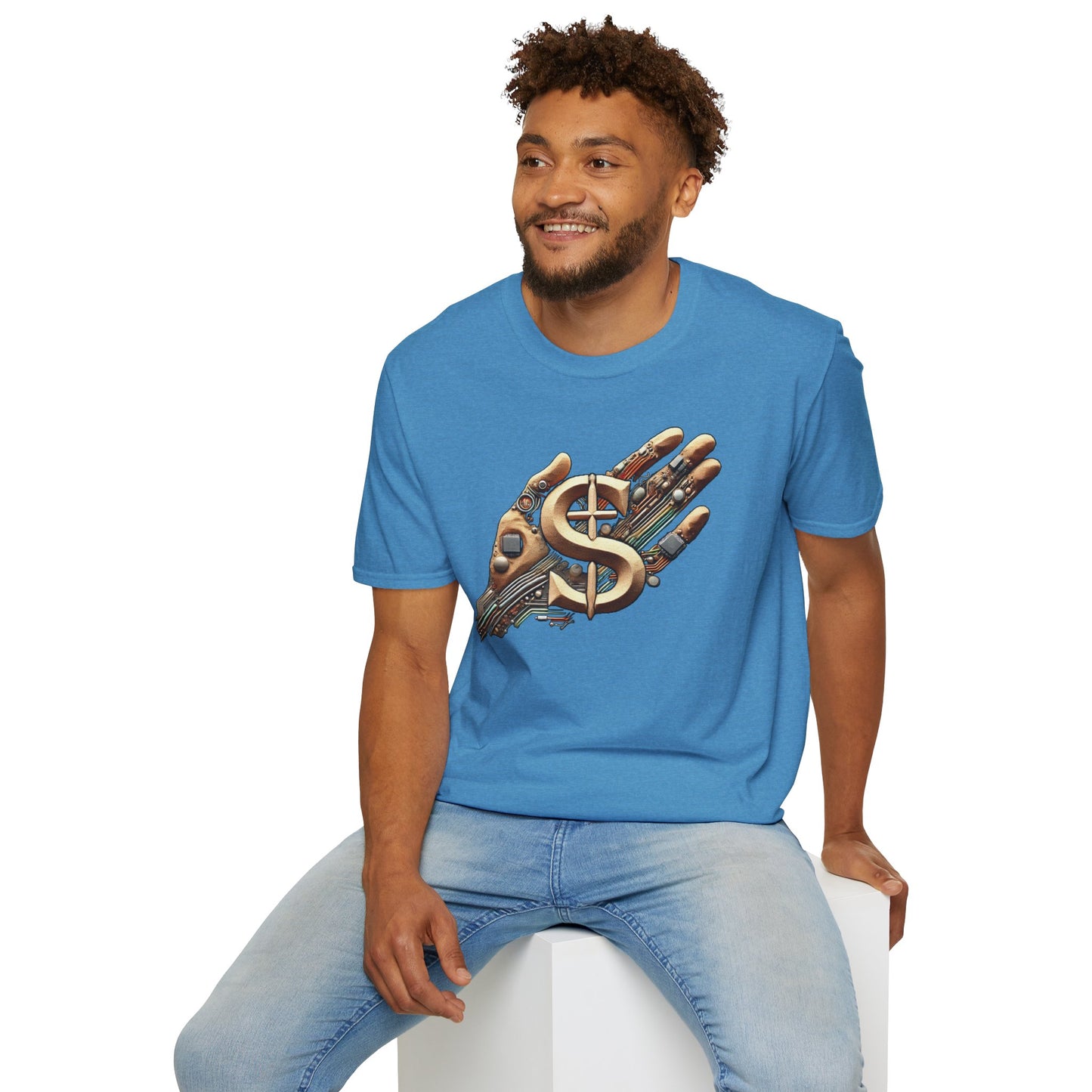 Vintage Robotic Hand Dollar Sign Unisex Softstyle T-Shirt