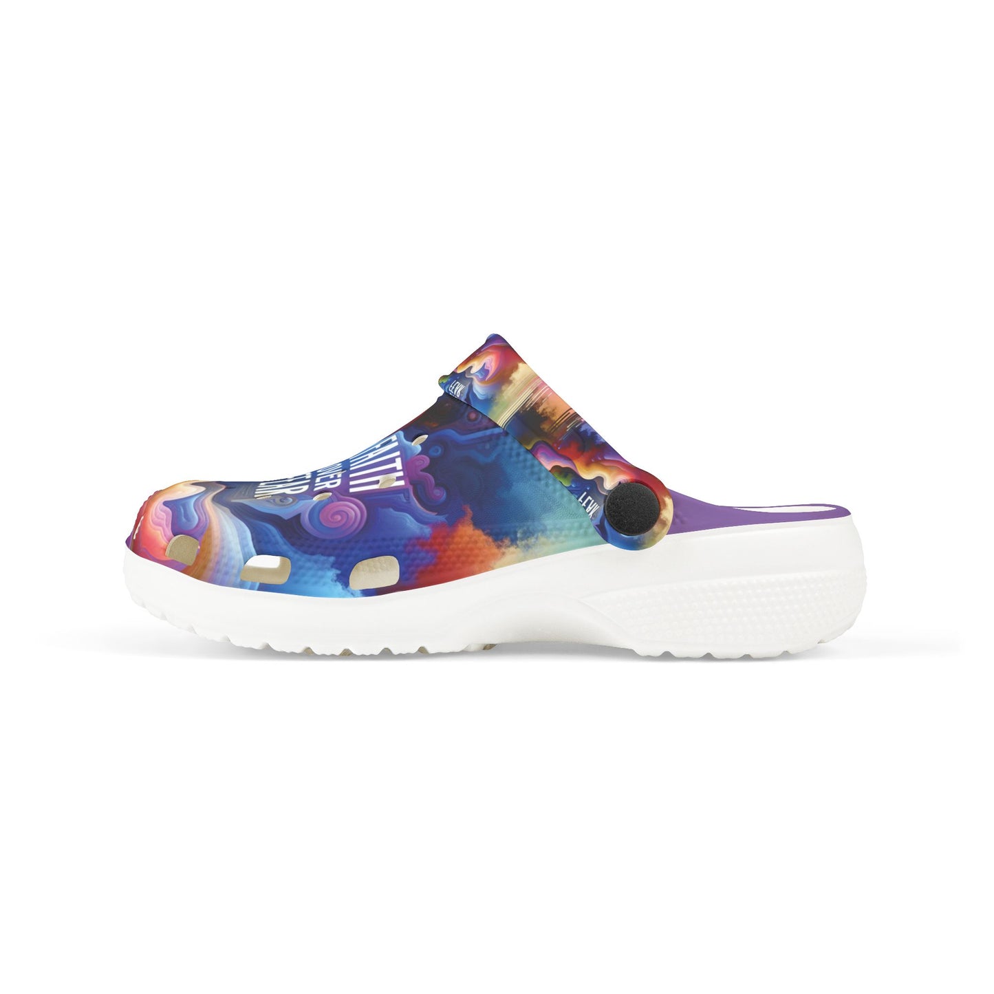 Colorful Kids' crocs - "Faith Over Fear" Inspirational Foam Slip-Ons