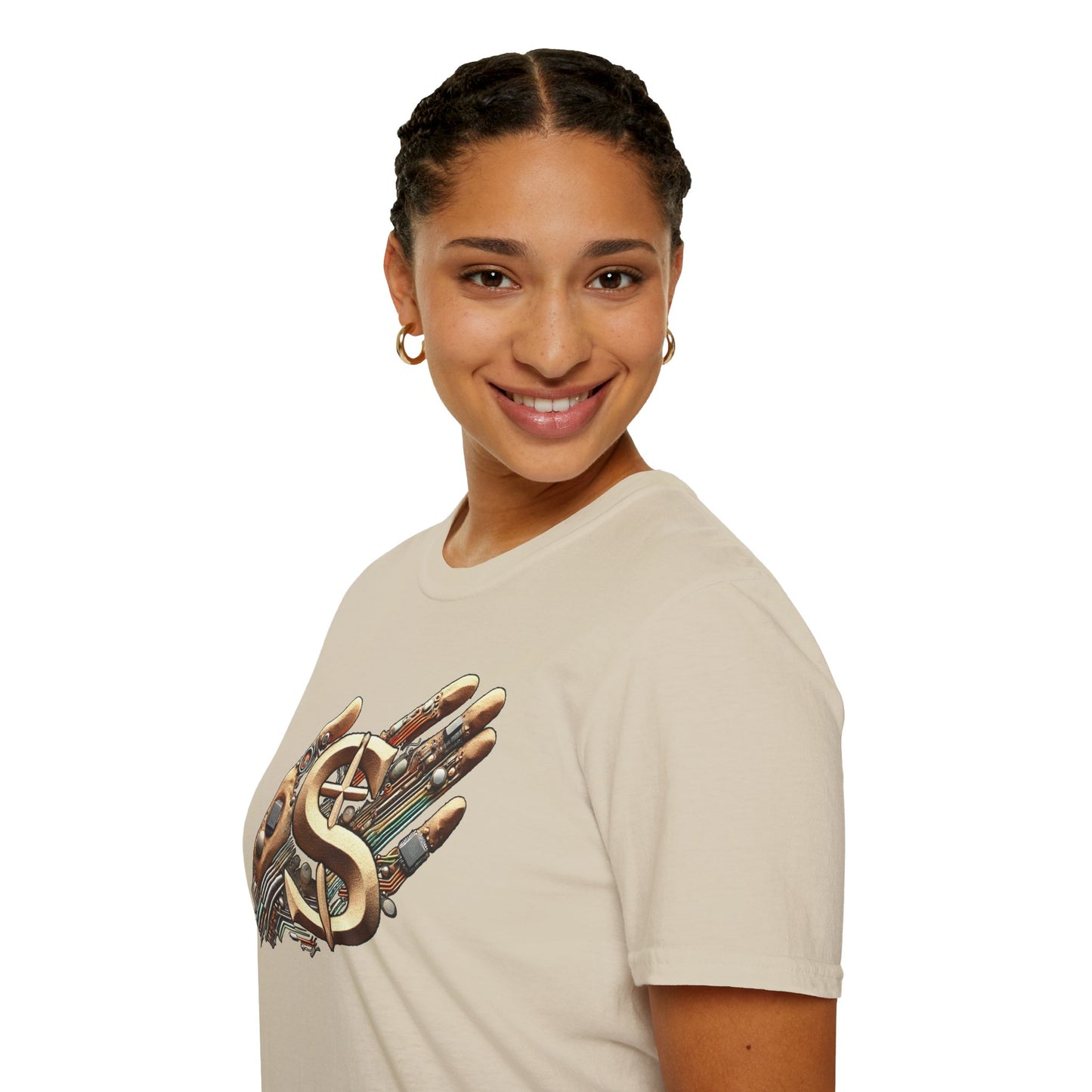 Vintage Robotic Hand Dollar Sign Unisex Softstyle T-Shirt