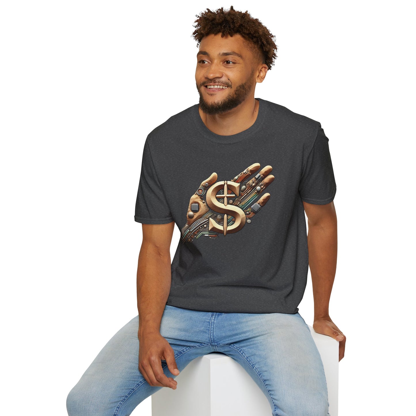 Vintage Robotic Hand Dollar Sign Unisex Softstyle T-Shirt