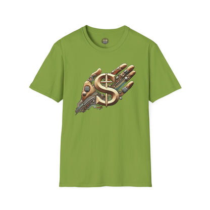 Vintage Robotic Hand Dollar Sign Unisex Softstyle T-Shirt