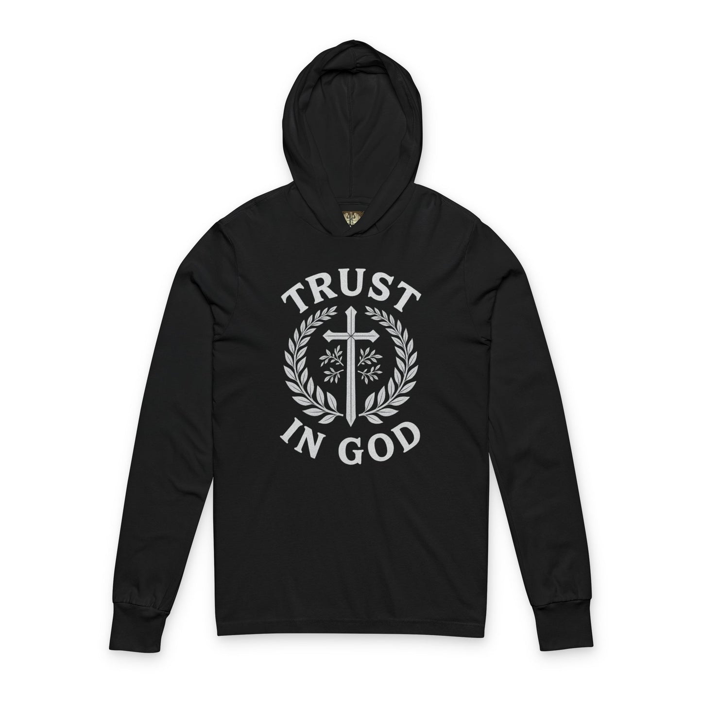 Trust in God Unisex Hooded Long Sleeve Tee, Faith-Based Apparel, Spiritual Gift, Christian Hoodie, Inspirational Wear for All Occasions