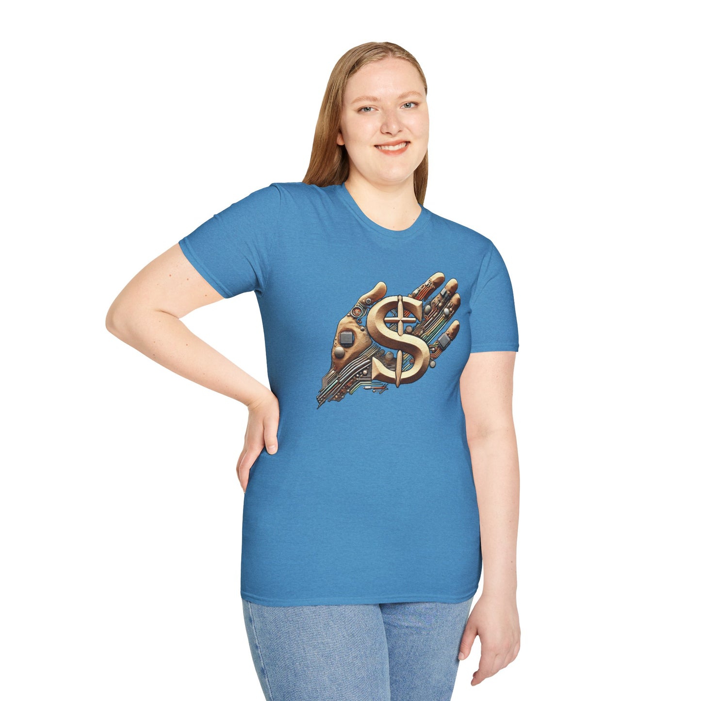 Vintage Robotic Hand Dollar Sign Unisex Softstyle T-Shirt