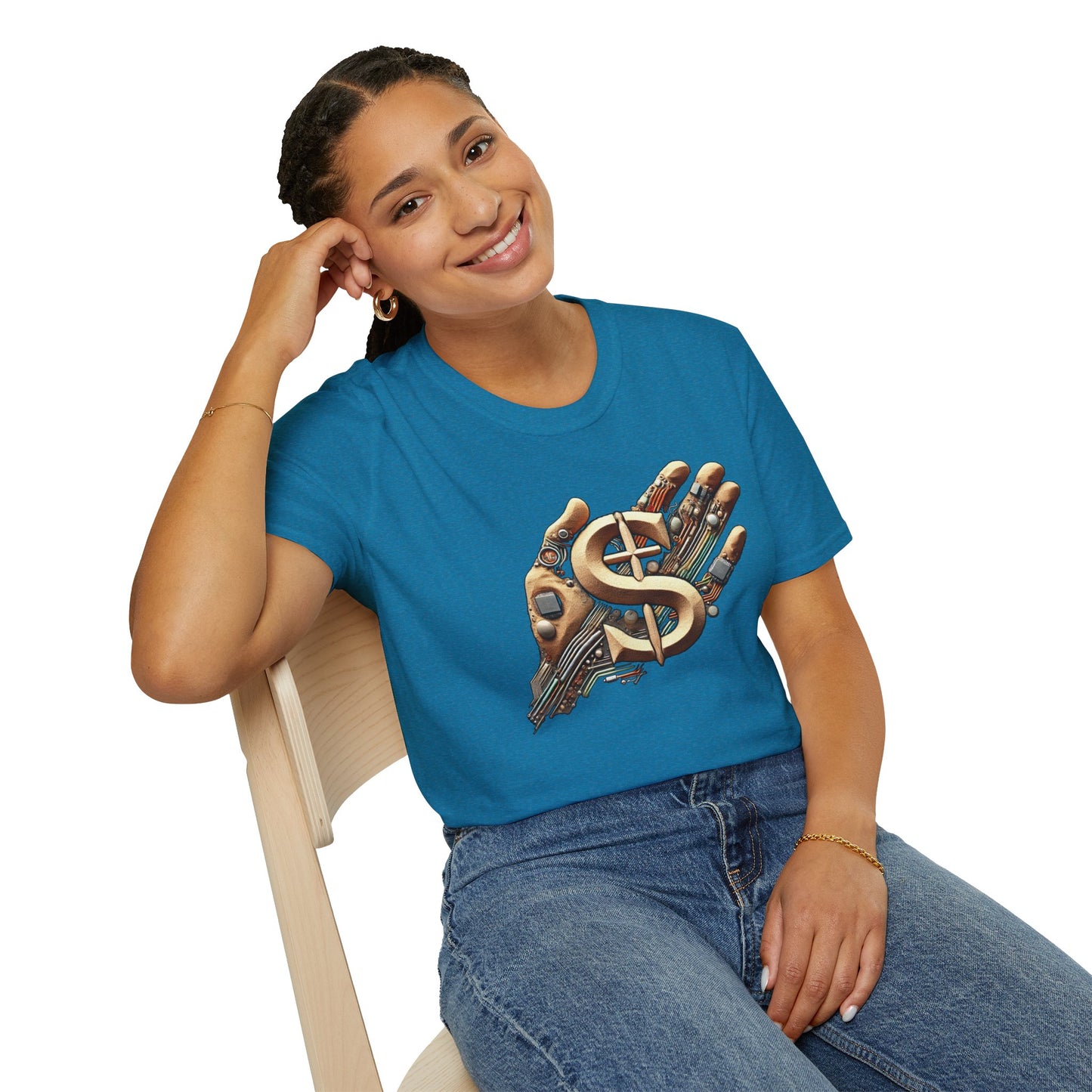 Vintage Robotic Hand Dollar Sign Unisex Softstyle T-Shirt