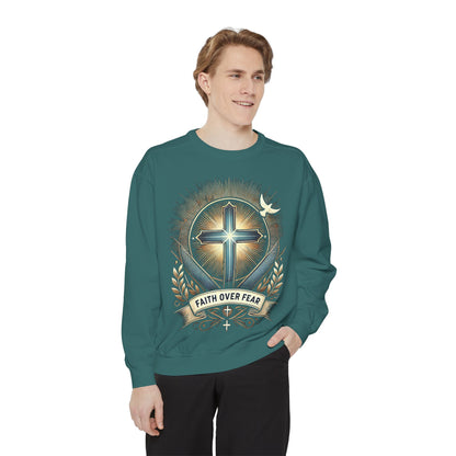 Faith Over Fear Unisex Garment-Dyed Sweatshirt