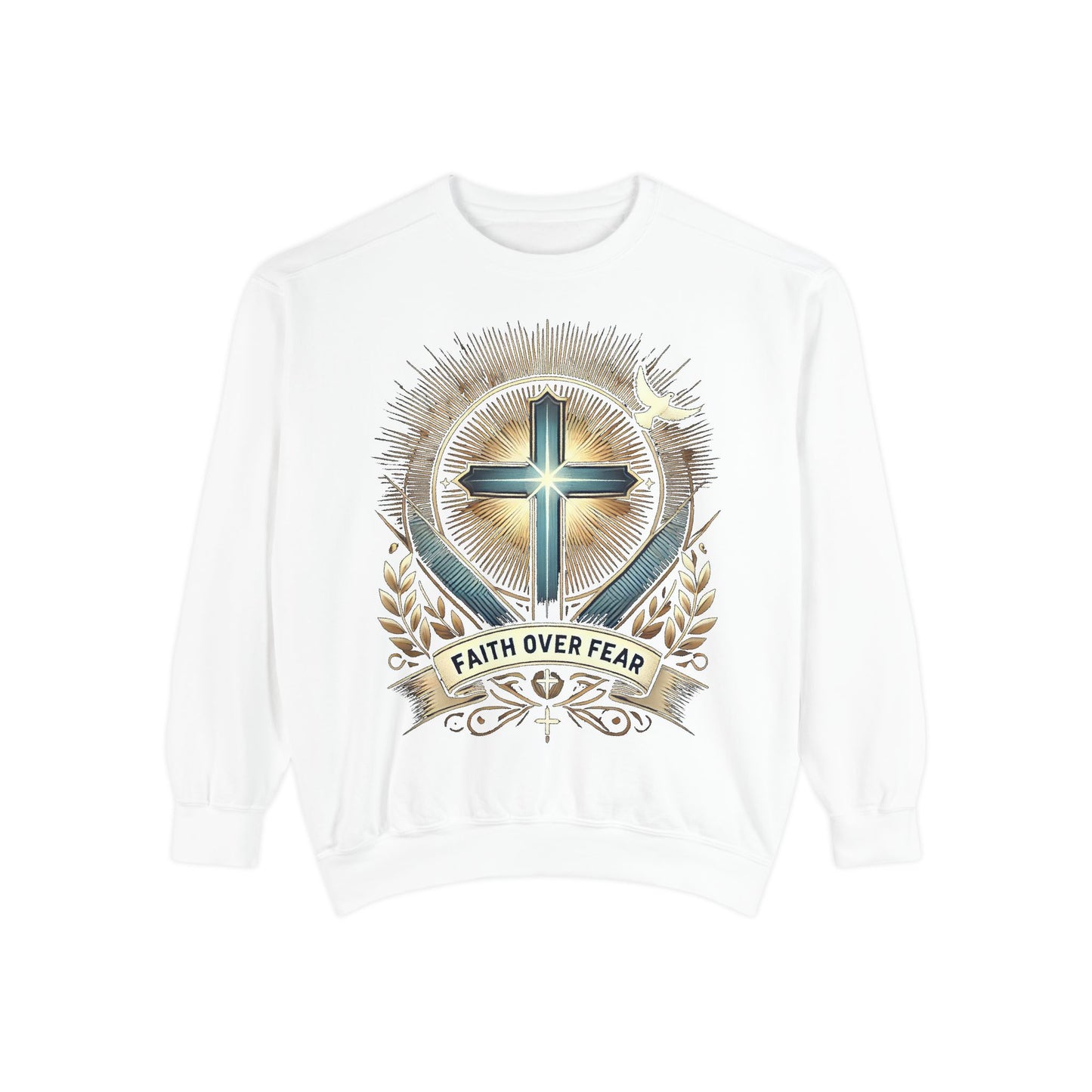 Faith Over Fear Unisex Garment-Dyed Sweatshirt