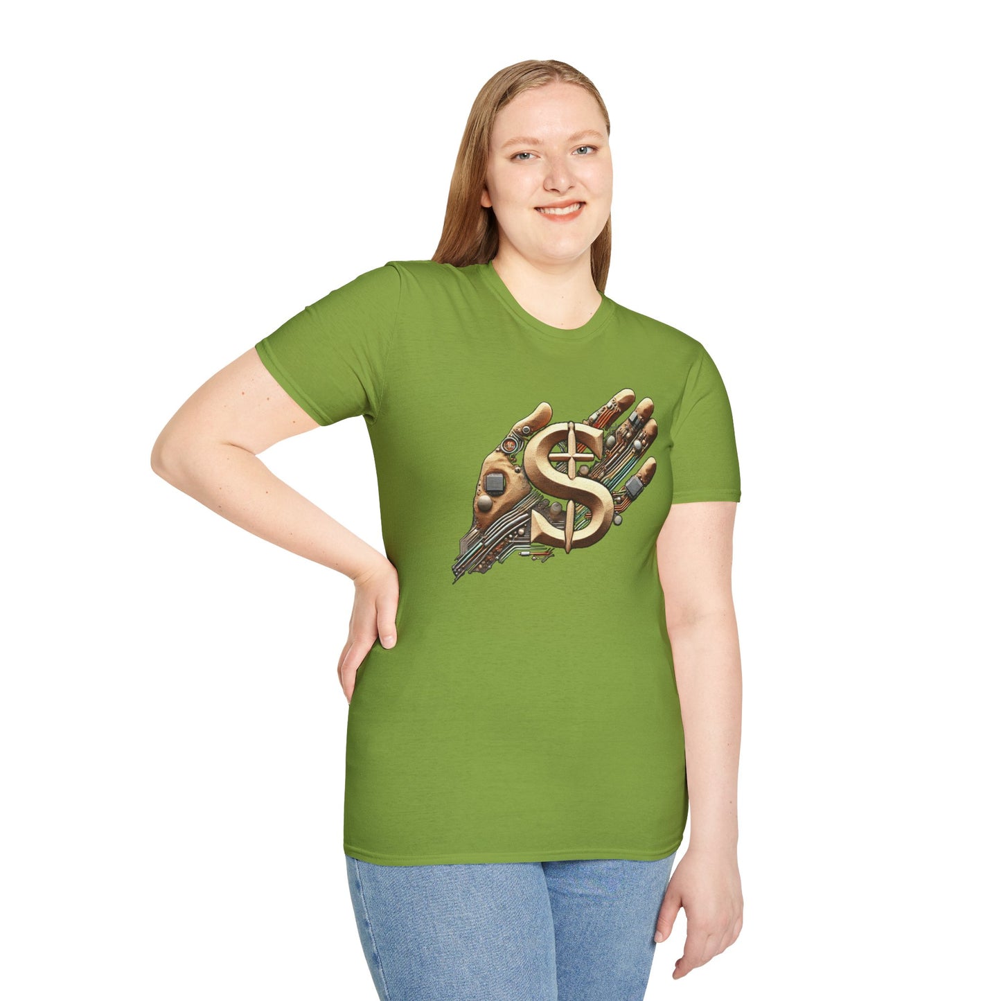 Vintage Robotic Hand Dollar Sign Unisex Softstyle T-Shirt