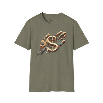Vintage Robotic Hand Dollar Sign Unisex Softstyle T-Shirt