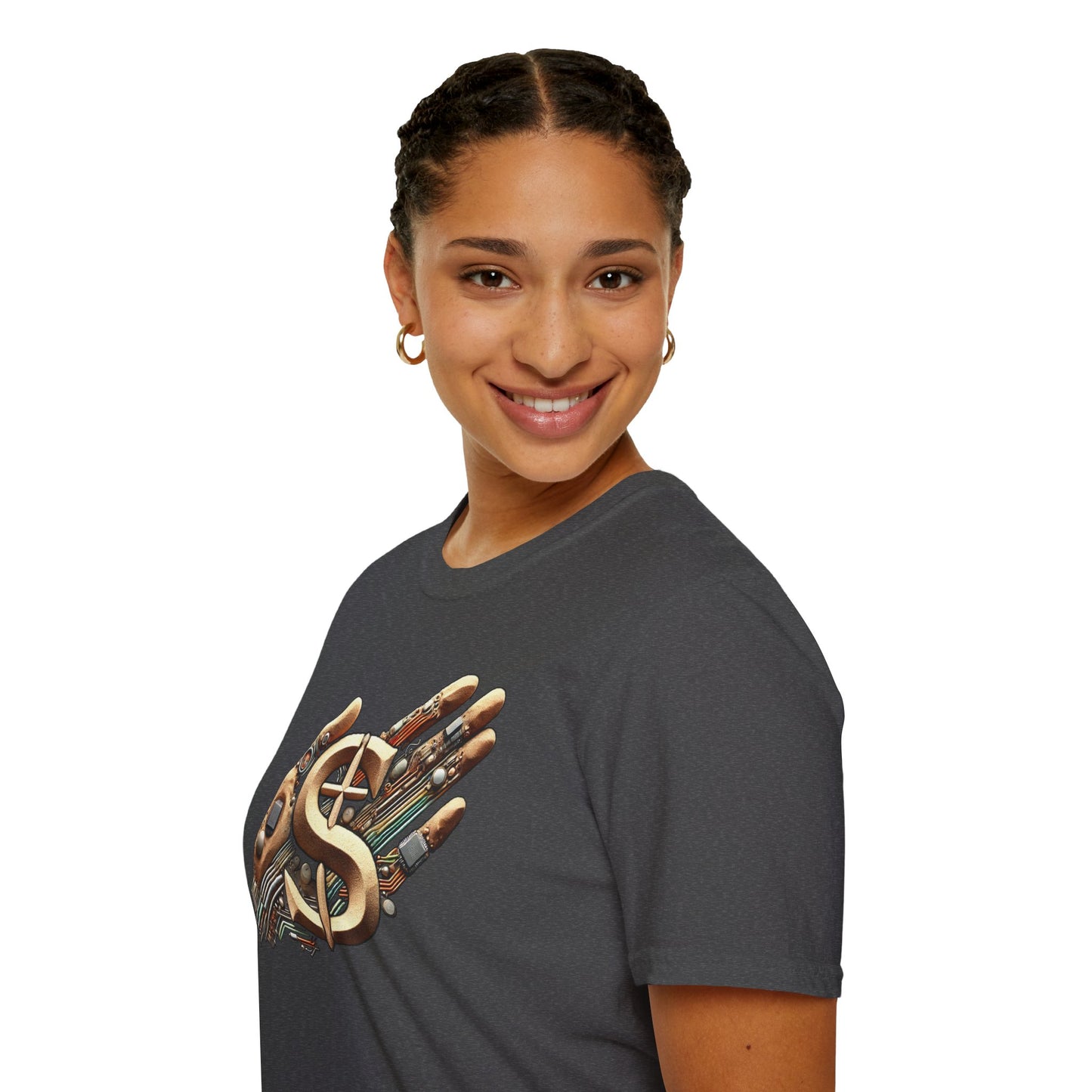 Vintage Robotic Hand Dollar Sign Unisex Softstyle T-Shirt