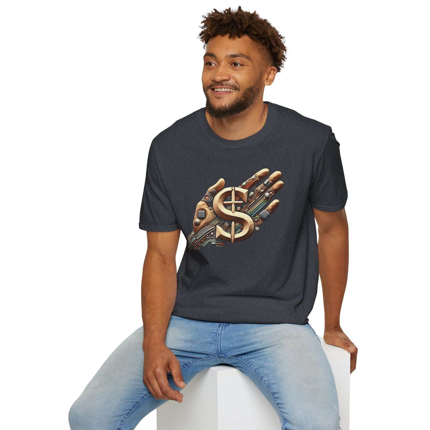 Vintage Robotic Hand Dollar Sign Unisex Softstyle T-Shirt