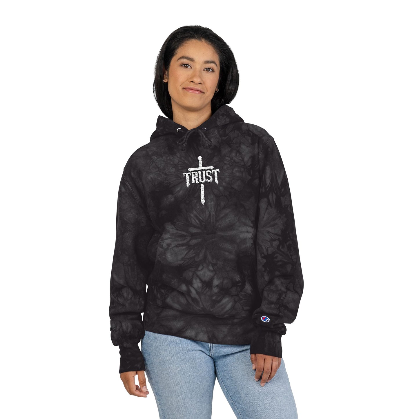Embroidered Hoodie  'Trust' Gothic Cross