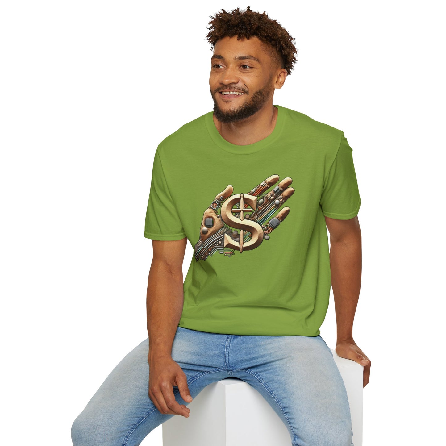 Vintage Robotic Hand Dollar Sign Unisex Softstyle T-Shirt