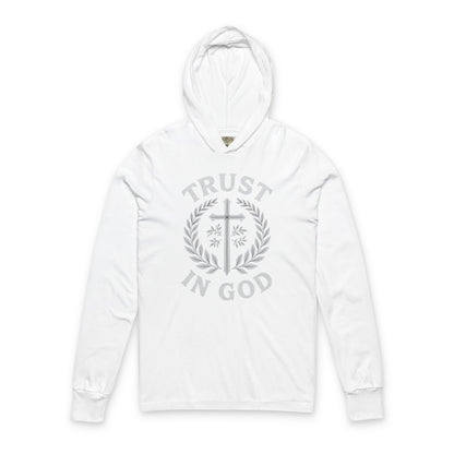 Trust in God Unisex Hooded Long Sleeve Tee, Faith-Based Apparel, Spiritual Gift, Christian Hoodie, Inspirational Wear for All Occasions
