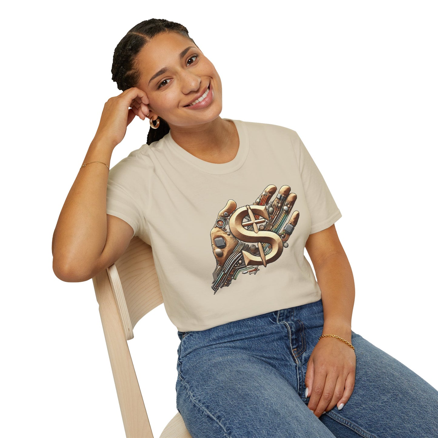 Vintage Robotic Hand Dollar Sign Unisex Softstyle T-Shirt