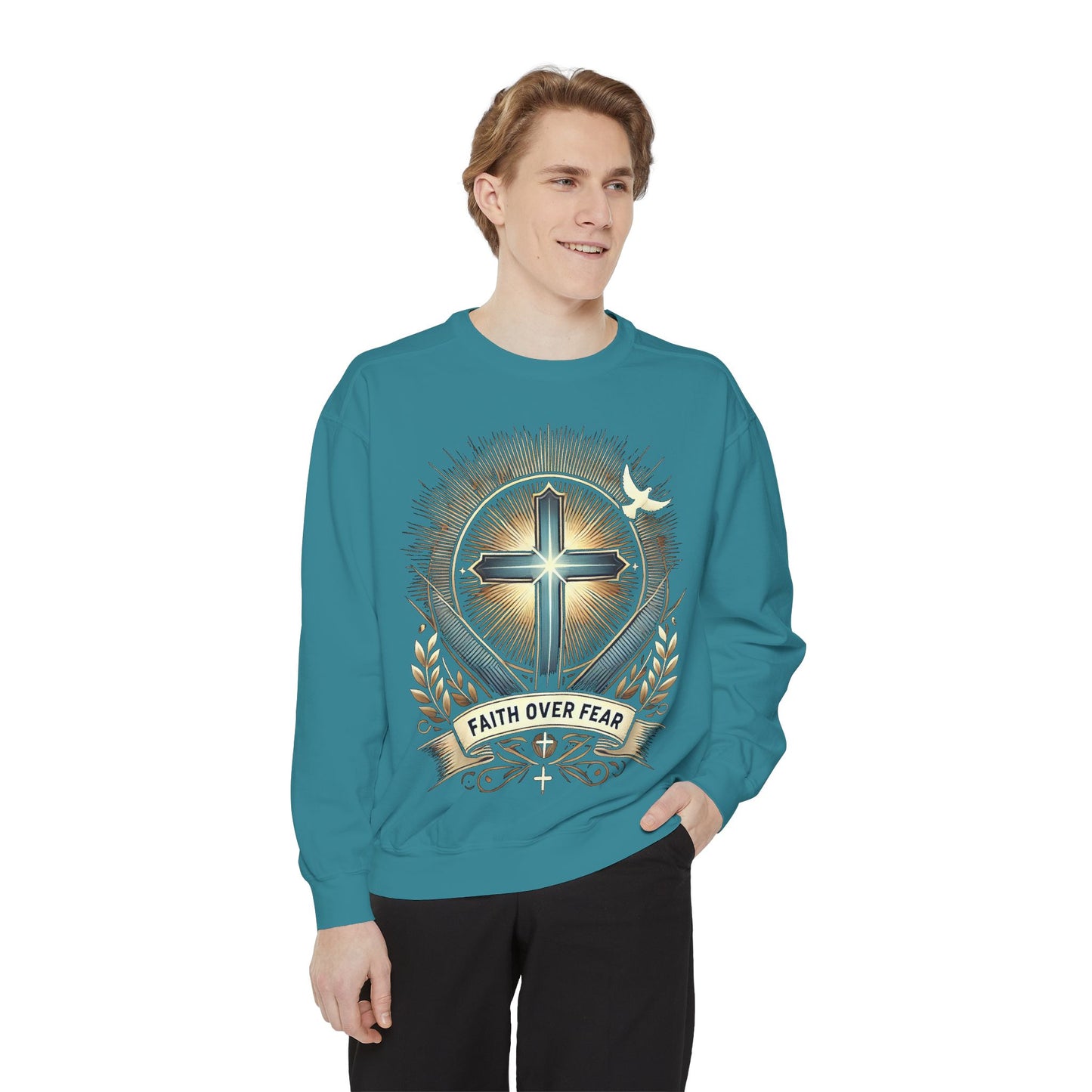Faith Over Fear Unisex Garment-Dyed Sweatshirt