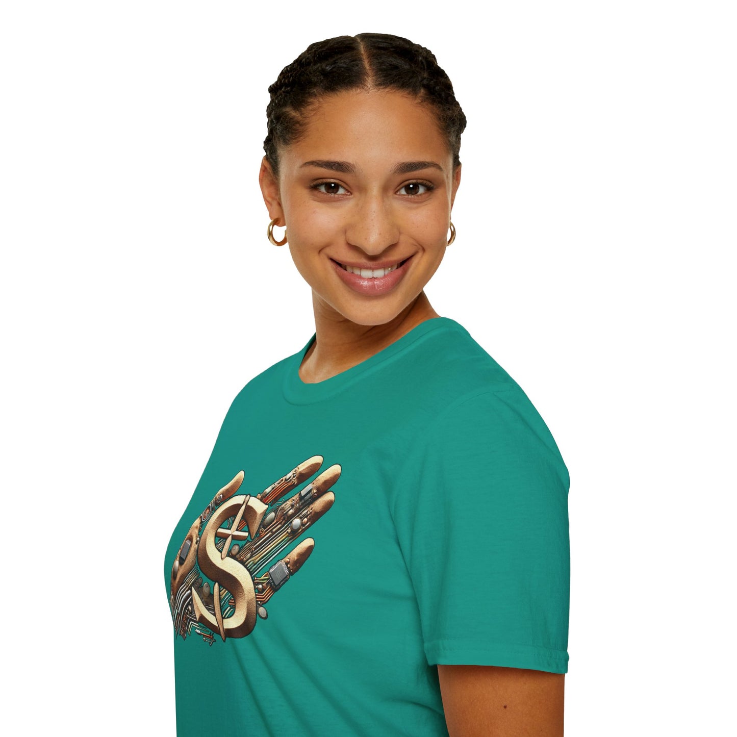 Vintage Robotic Hand Dollar Sign Unisex Softstyle T-Shirt