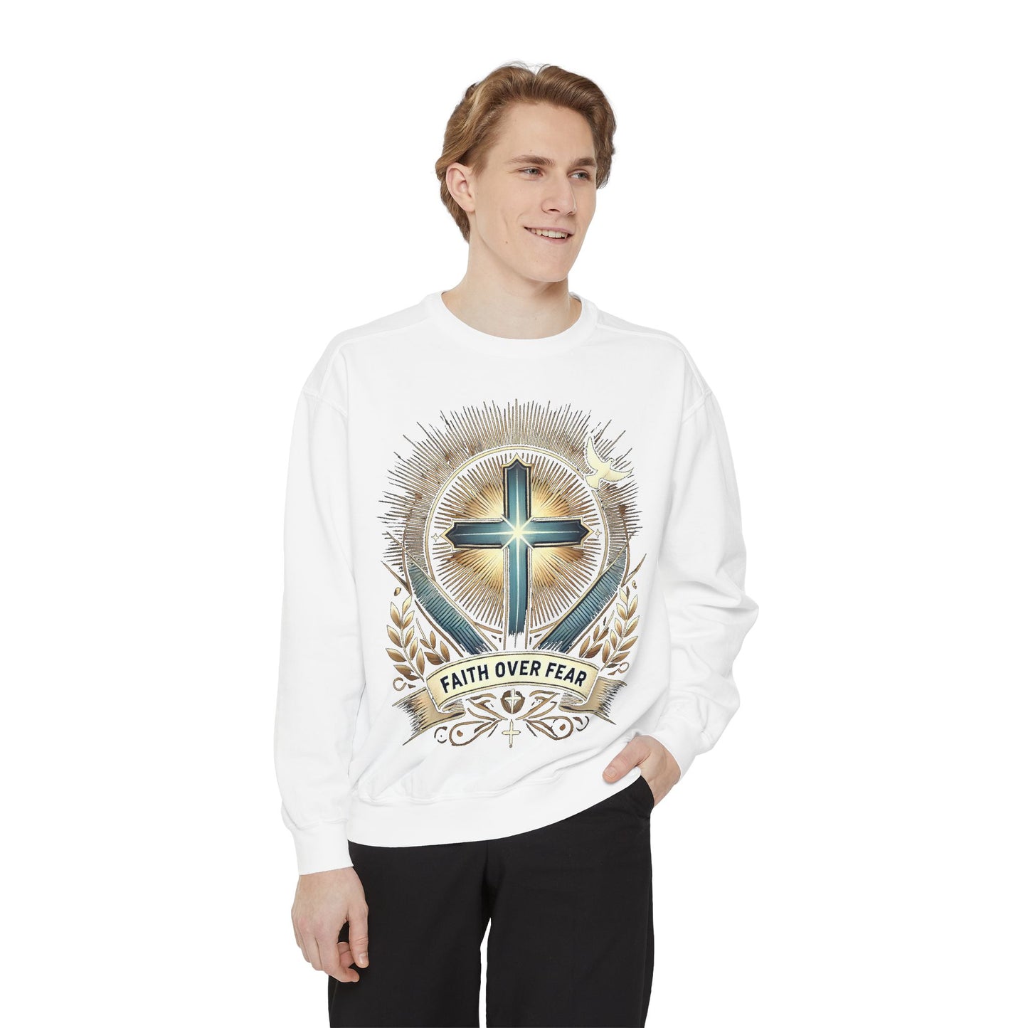 Faith Over Fear Unisex Garment-Dyed Sweatshirt