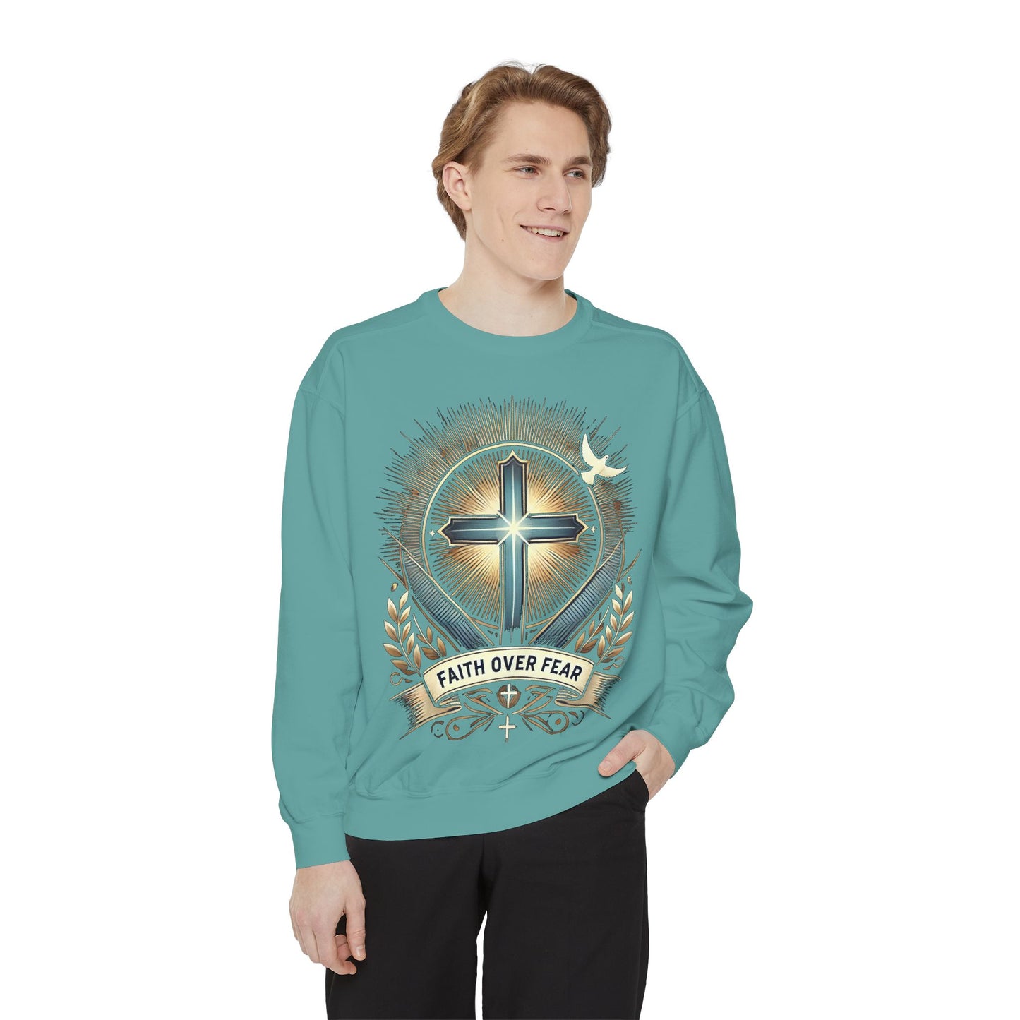 Faith Over Fear Unisex Garment-Dyed Sweatshirt