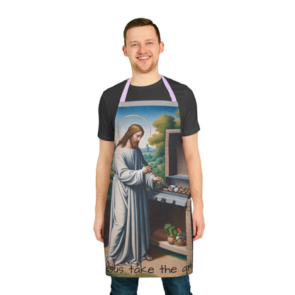 Jesus Take the Grill Apron - 5-Color Straps for BBQ Lovers