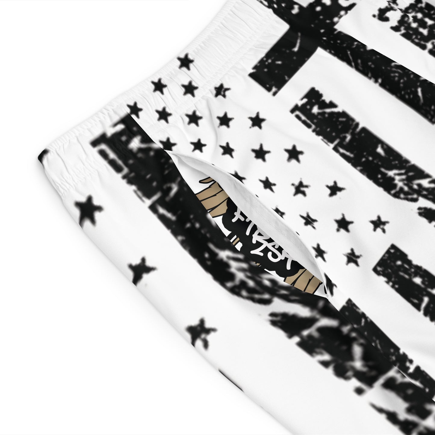 Men's Patriotic Board Shorts - Black and White Star Pattern
