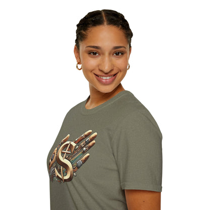 Vintage Robotic Hand Dollar Sign Unisex Softstyle T-Shirt