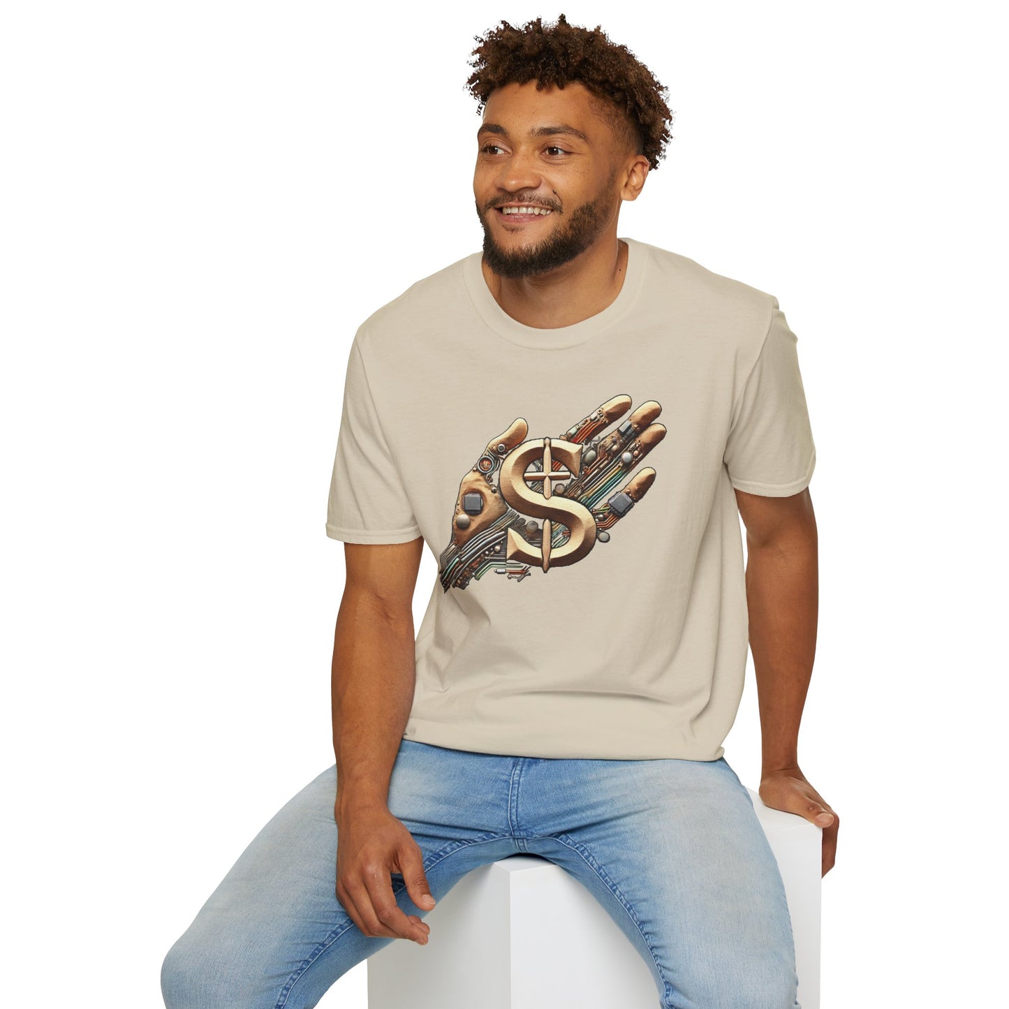 Vintage Robotic Hand Dollar Sign Unisex Softstyle T-Shirt