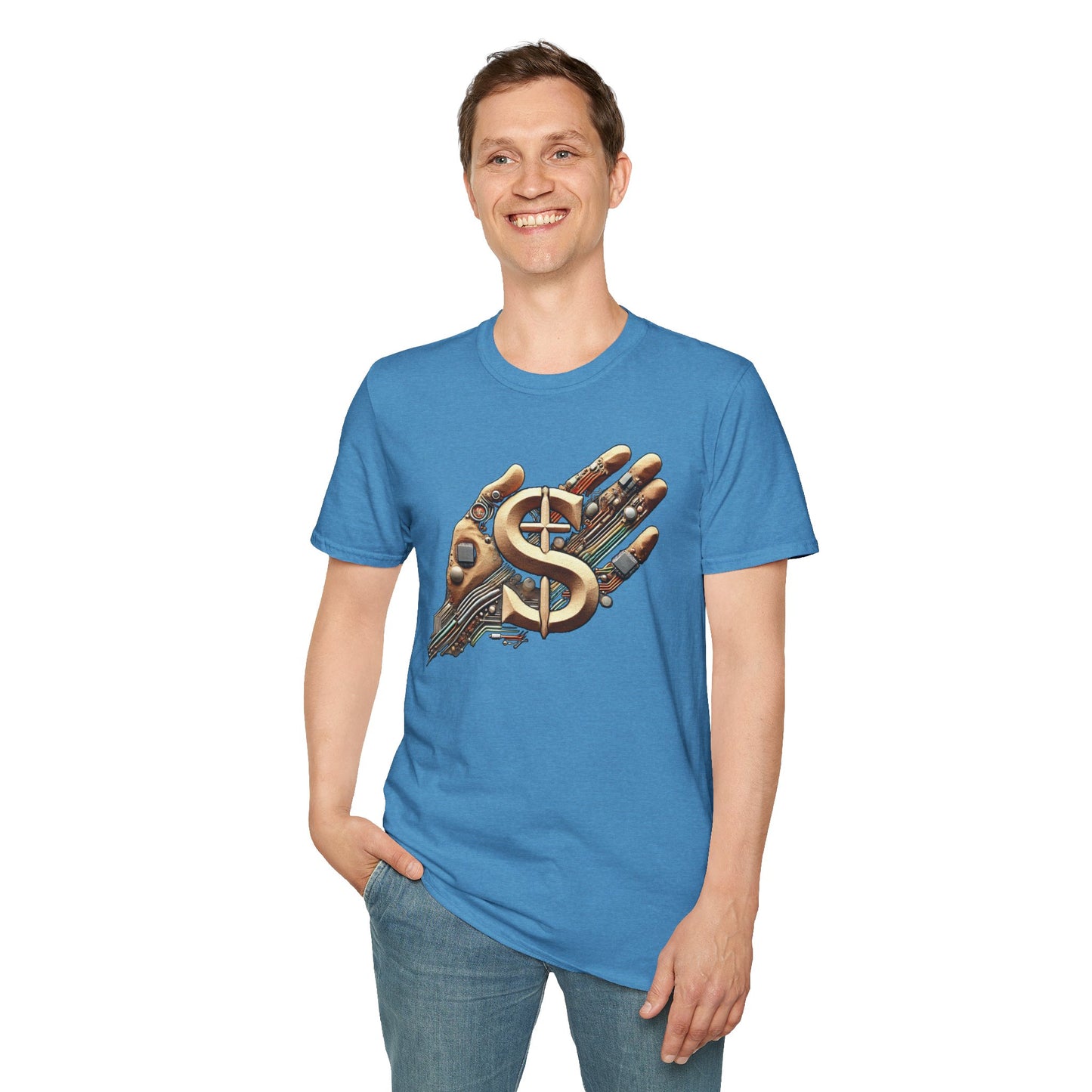Vintage Robotic Hand Dollar Sign Unisex Softstyle T-Shirt