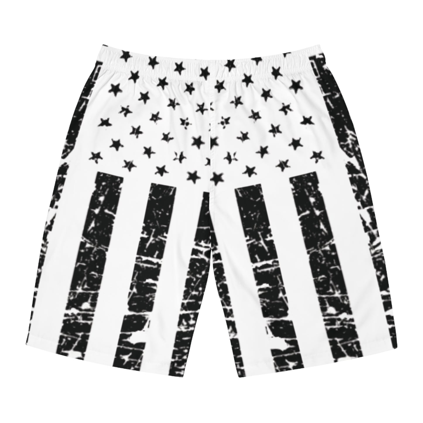Men's Patriotic Board Shorts - Black and White Star Pattern