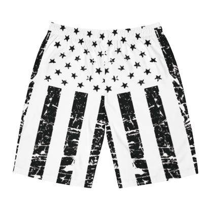 Men's Patriotic Board Shorts - Black and White Star Pattern