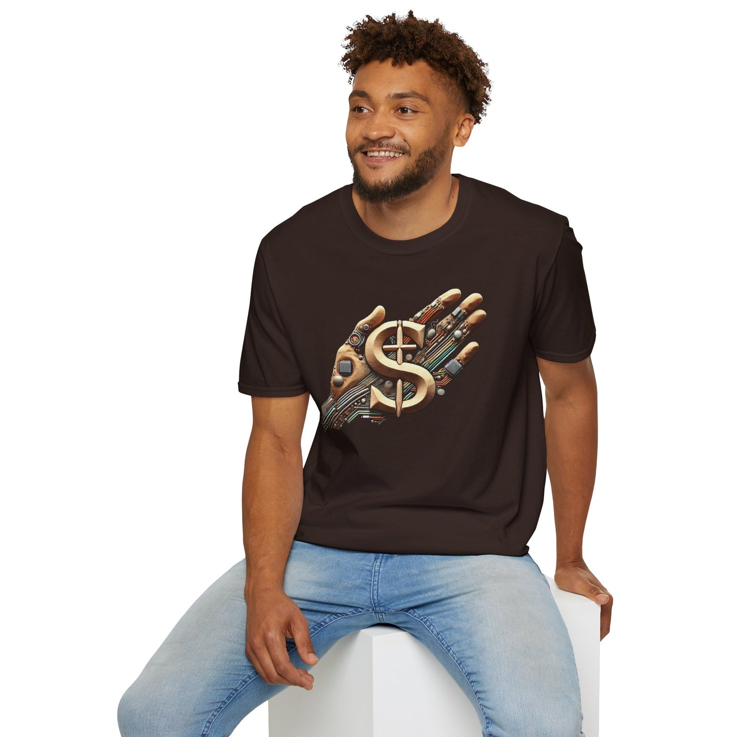 Vintage Robotic Hand Dollar Sign Unisex Softstyle T-Shirt